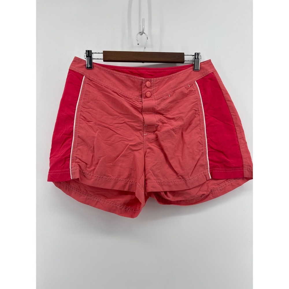LL Bean Outdoors Swim Board Shorts Womens Pink Contrast Panels Nylon 12